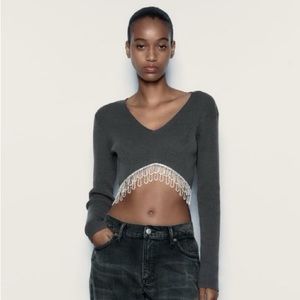 Zara Rhinestone Crop Top